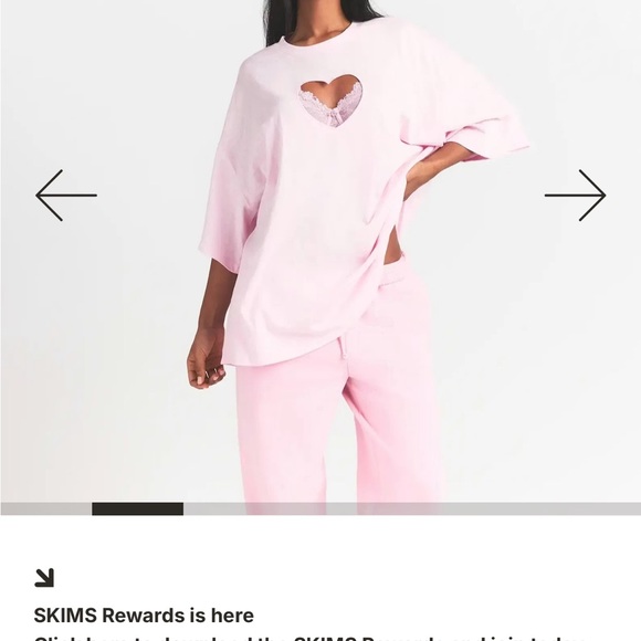 SKIMS Tops - SKIMS Pink Jersey Lounge tee with Heart Detail